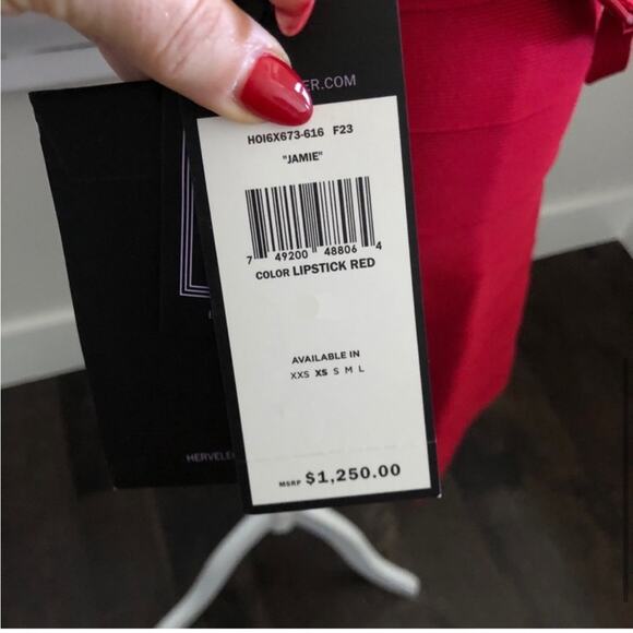 Herve Leger Y2K Jamie Lipstick Red Bandage Dress Fit and Flare Size Large $1250 - Picture 10 of 12